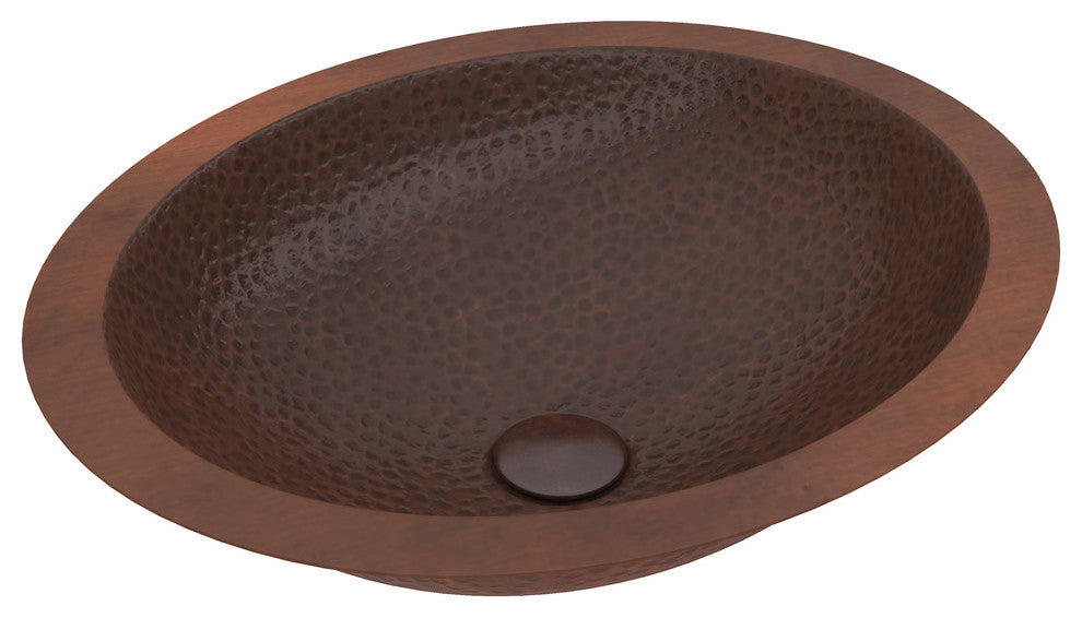 Roma 19" Drop-in Oval Bathroom Sink, Hammered Antique Copper