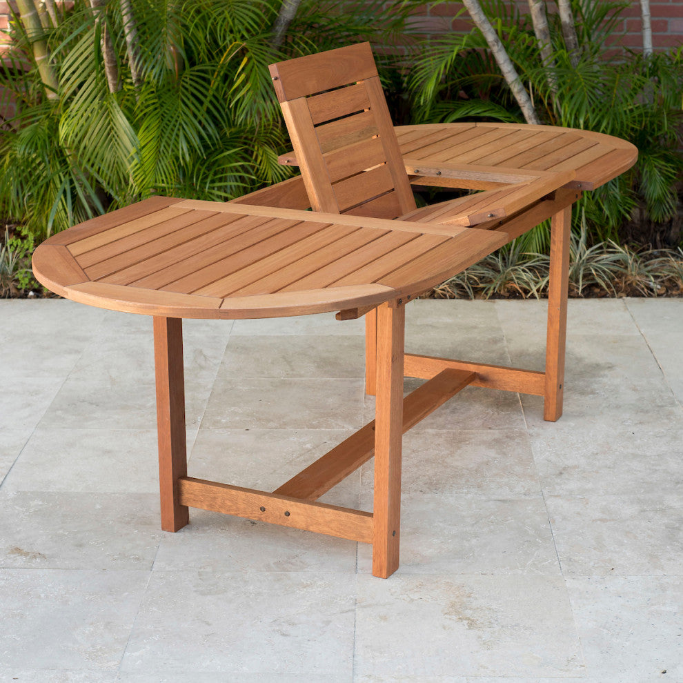 Solid Wood 100% FSC 7-Piece Armless Oval Extendable Patio Dining Set