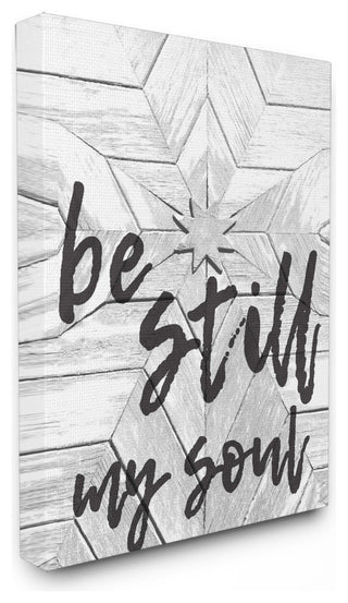 'Be Still My Soul Star Typography', Stretched Canvas, 24"x1.5"x30"