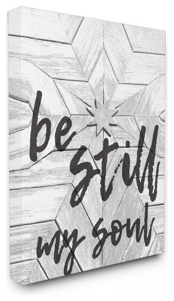 'Be Still My Soul Star Typography', Stretched Canvas, 24"x1.5"x30"