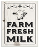 Black & White Farm Fresh Country Milk Cow Oversized Wall Plaque Art, 13"x19"