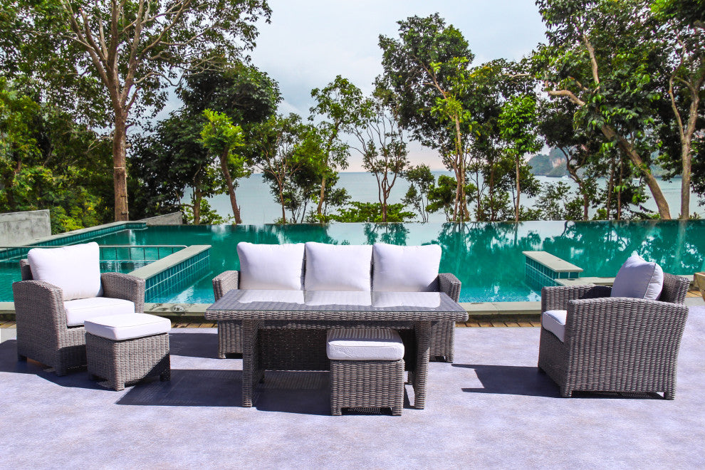 Courtyard Casual Capri 6 Piece Sofa Seating Set With Chow Table