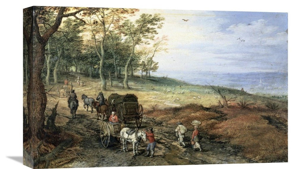 "A Wooded Landscape with Travelers" Artwork