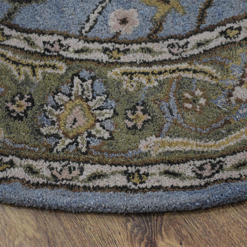 HAND TUFTED WOOL ECO-FRIENDLY AREA RUGS, Blue Green Color, Oriental Design