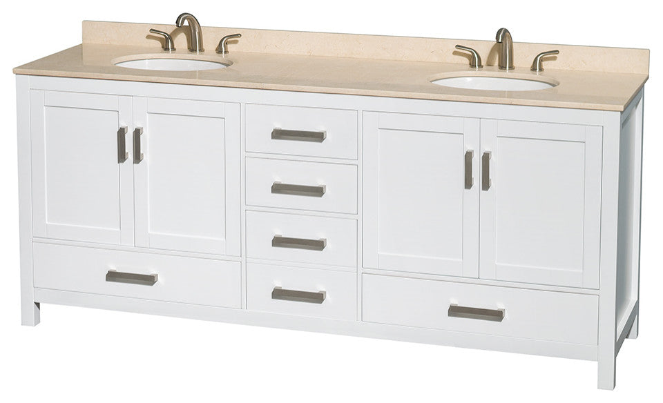 Wyndham WCS141480DWHIVUNOM70 80 Inch Dual Vanity with Oval Sinks and Mirror