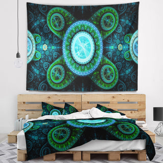 Bright Blue Psychedelic Relaxing Art Abstract Wall Tapestry, 80"x68"