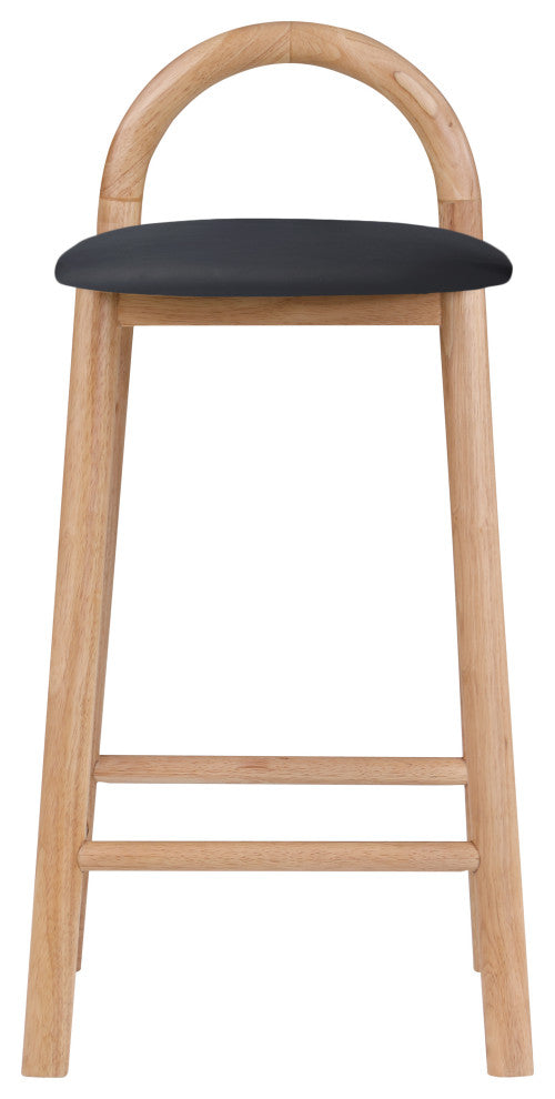 Meridian Furniture Calvin Vegan Leather Stool, Black, Natural Finish