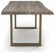 Brooks Dining Table, Sandblasted Gray, Brass, 40"x79", U-Base