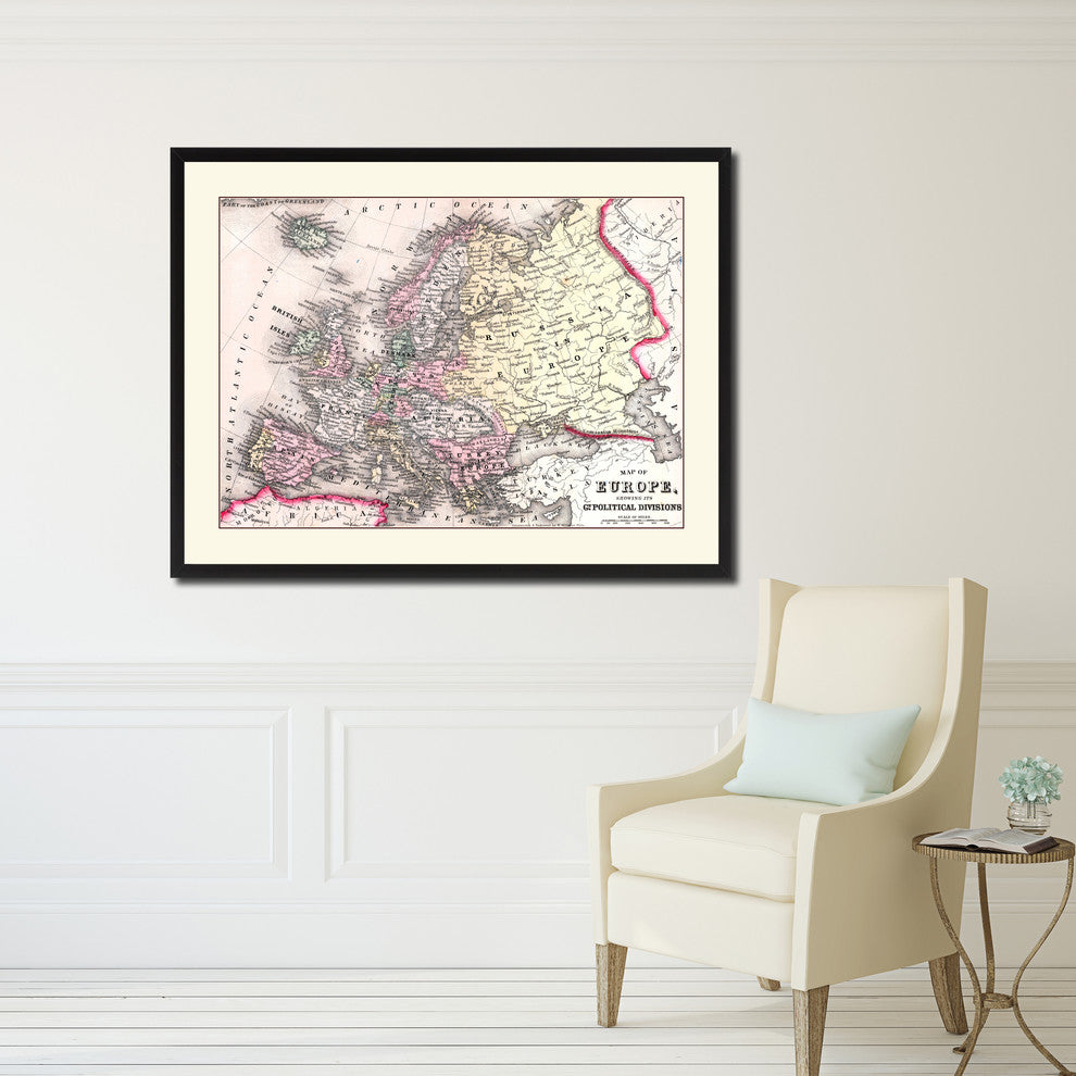 Europe Vintage Antique Map Wall Art, 16"x21"