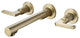 Wall Mounted Dual Handles Bathroom Faucet, Brushed Gold