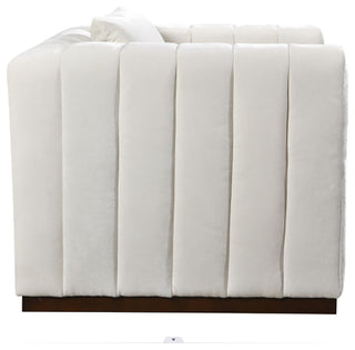 Upton Lounge Chair in Ivory Multi-Weave Fabric with Toss Pillow