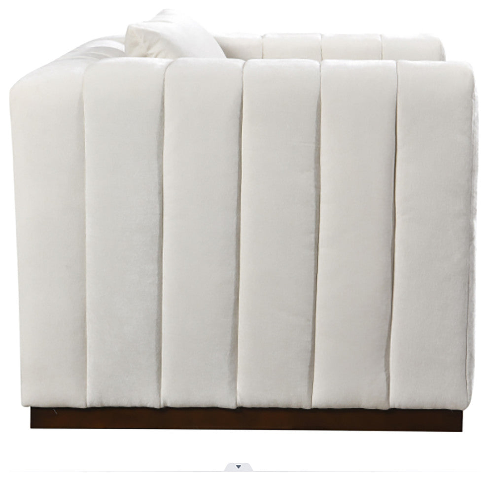 Upton Lounge Chair in Ivory Multi-Weave Fabric with Toss Pillow