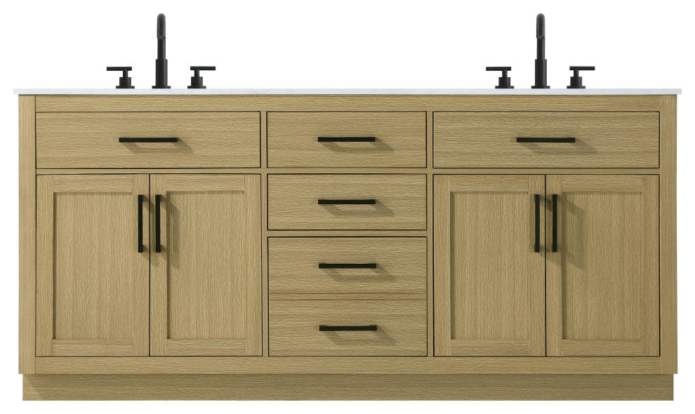Home Living 72" Double Bathroom Vanity, Honey Brown