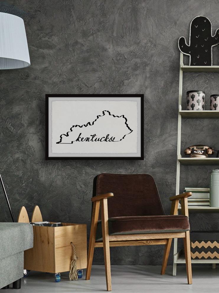 "Kentucky Outline" Framed Painting Print, 12x8