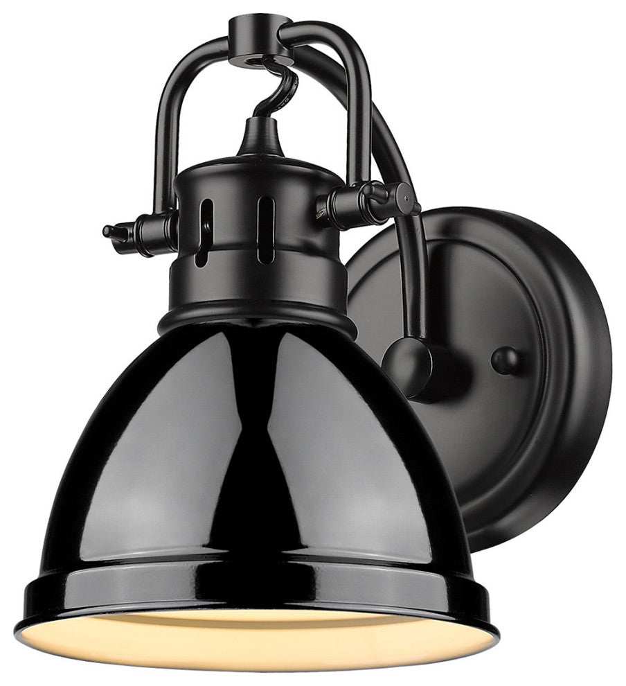 Golden Lighting 3602-BA1-BLK Duncan 9" Tall Bathroom Sconce - Black / Black