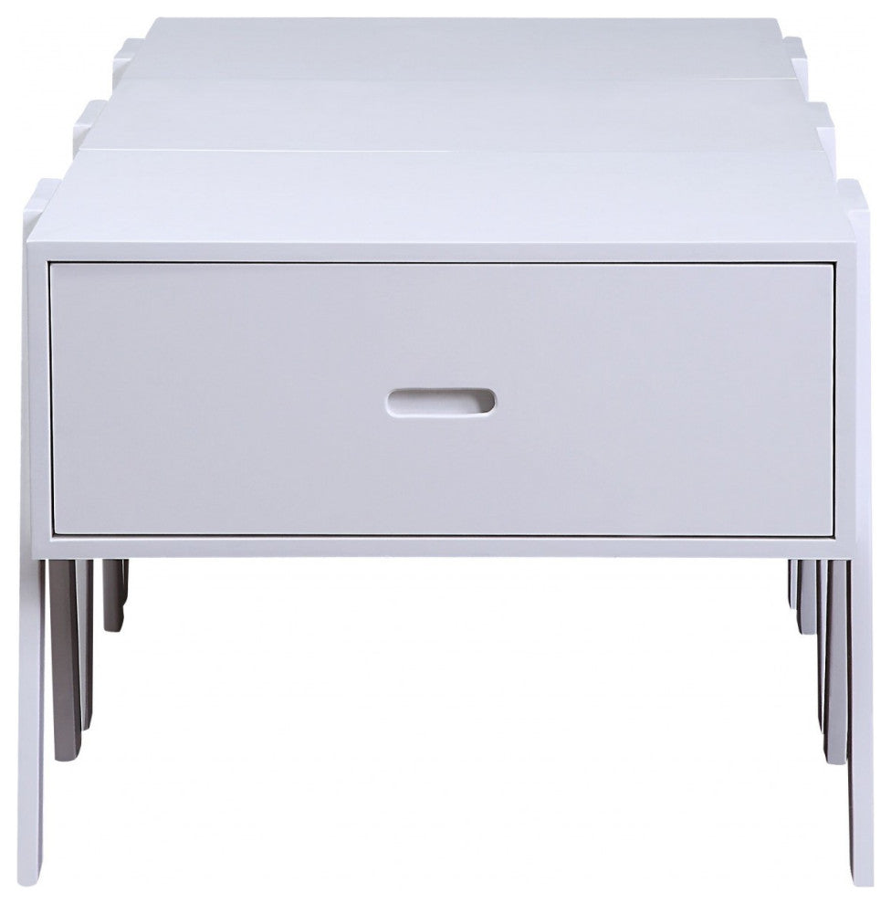 HomeRoots Sleek White Rectangular Convertible Coffee Table