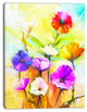 Colorful Gerbera Flowers Painting, Large Floral Canvas Artwork, 12"x20"