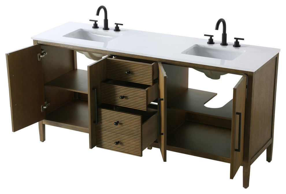 Home Living 72" Double Bathroom Vanity, Hazel Oak
