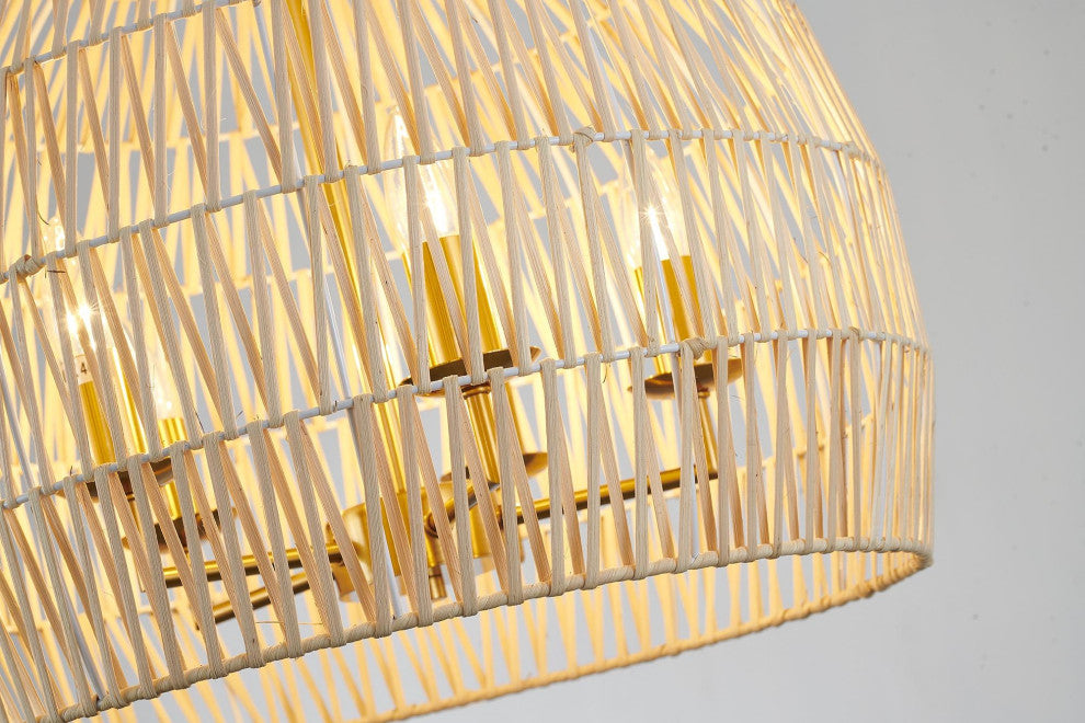 5-Light Natural Vine Weaved Basket Chandelier