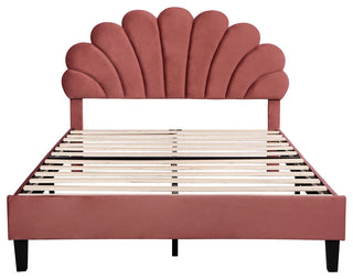 Gewnee Queen Size Upholstered Platform Bed in Red