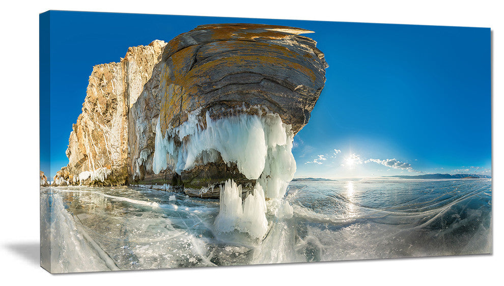 Rock on Olkhon Island in Baikal Lake, Landscape Canvas Art Print, 32"x16"