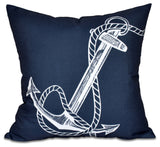 Anchored, Geometric Print Pillow, Navy Blue, 16"x16"