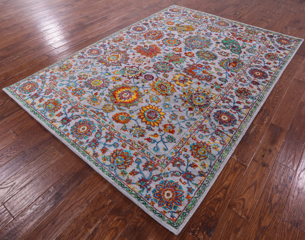 Hand Knotted Wool & Silk Persian Rug 6' 3" X 9' 1" - Q14930