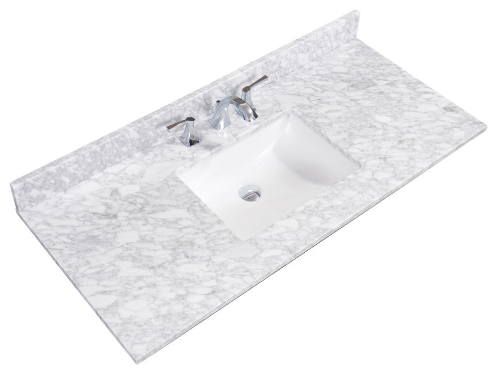 Oristano Natural Marble Vanity Top With White Sink, 48"