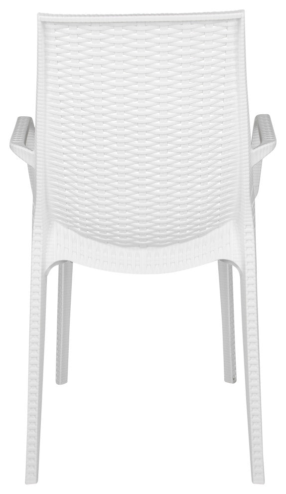 Kent Modern Stackable Outdoor Dining Arm Chair, White