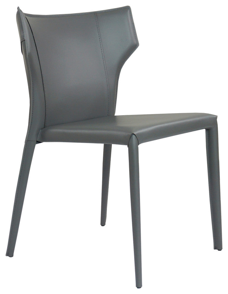 Elite Living Adoro, Set of 2, Wingback Stackable Dining Chair, Gray