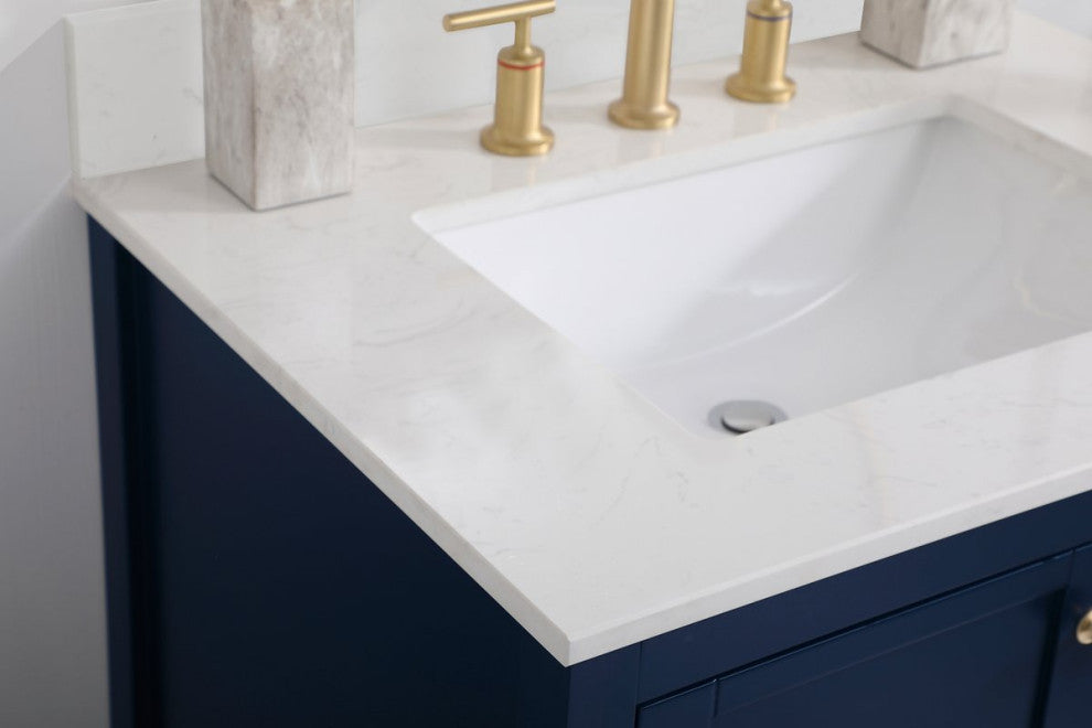Tobias 30" Single Bathroom Vanity, Blue With Backsplash
