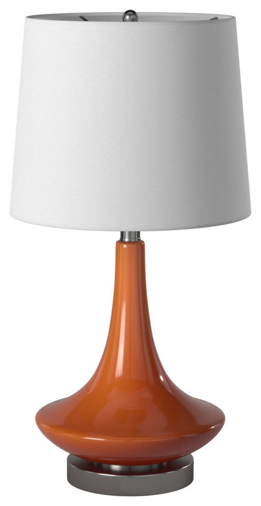 Retro Orange Glass Table Lamp With Steel Base