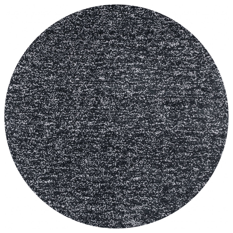 8' Black Heather Round Indoor Shag Rug