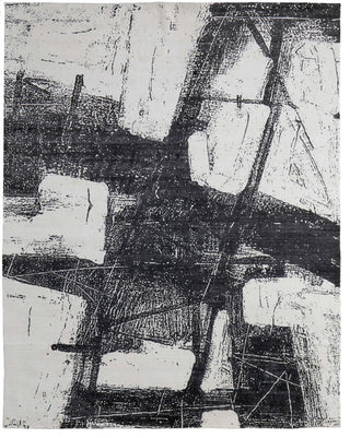Eshwar R8927 Modern/Industrial/Global Rug, Black/White, 10'x14'
