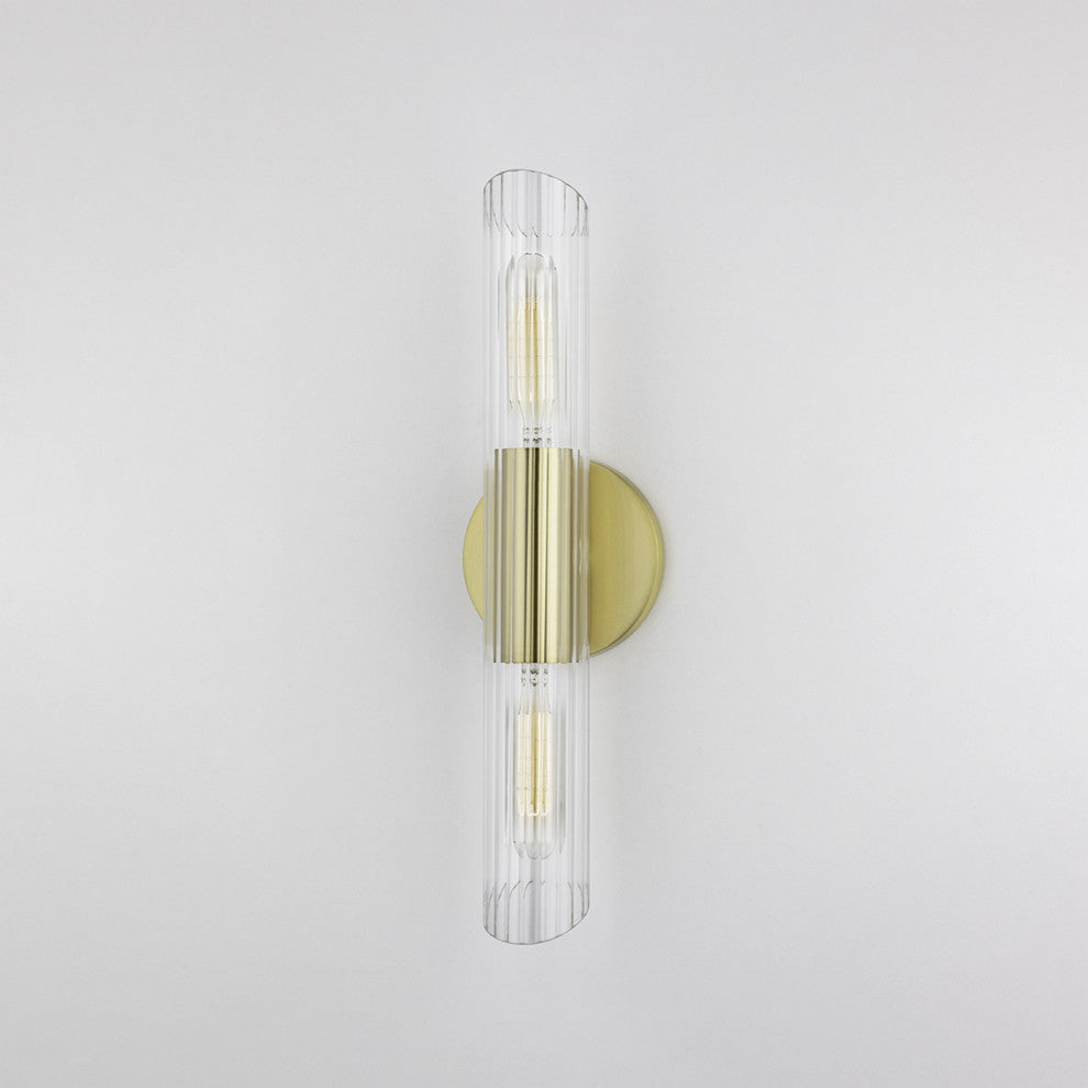 Cecily 2-Light Small Wall Sconce, Clear Glass, Finish: Aged Brass