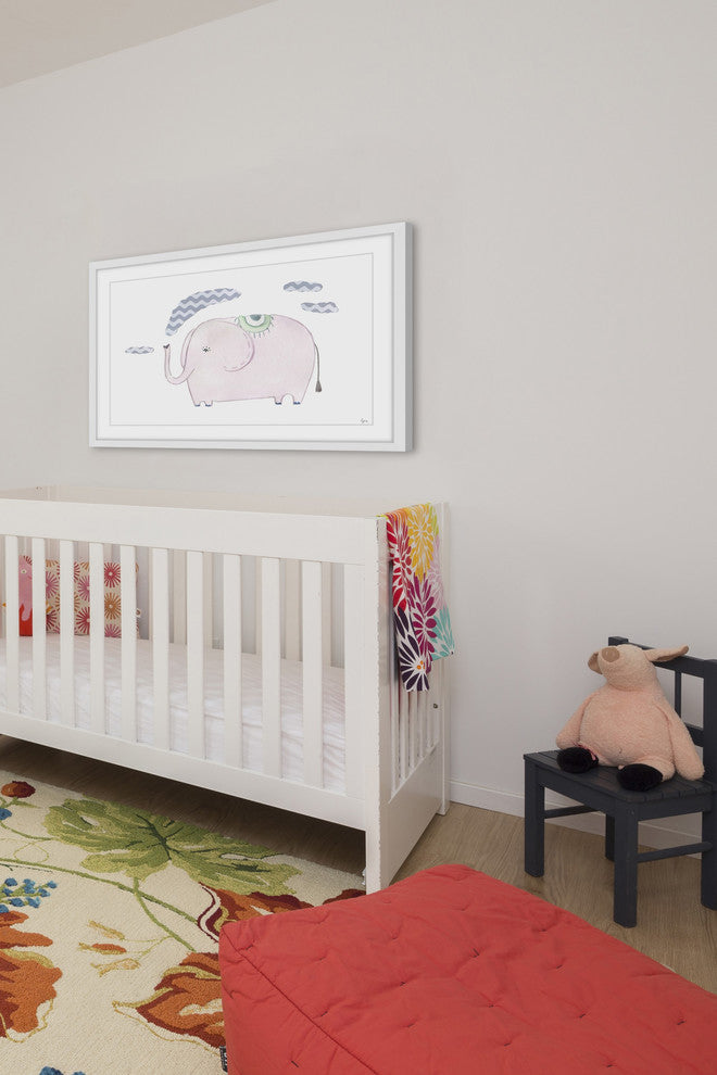 "Puffing Elephant II" Framed Painting Print, 24"x16"