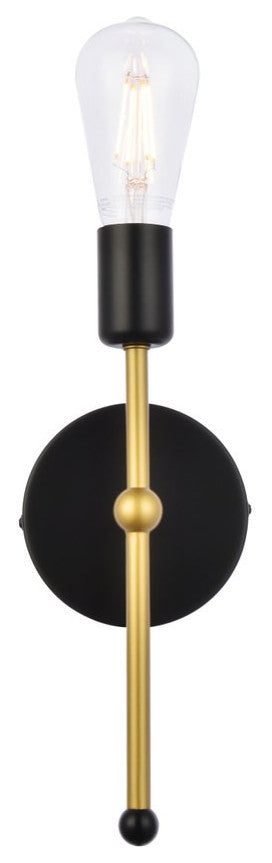 Kayla 1-Light Black and Brass Wall Sconce