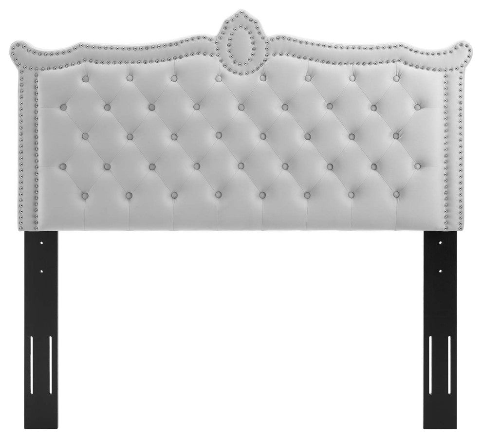 Louisa Tufted Performance Velvet King/California King Headboard, Light Gray