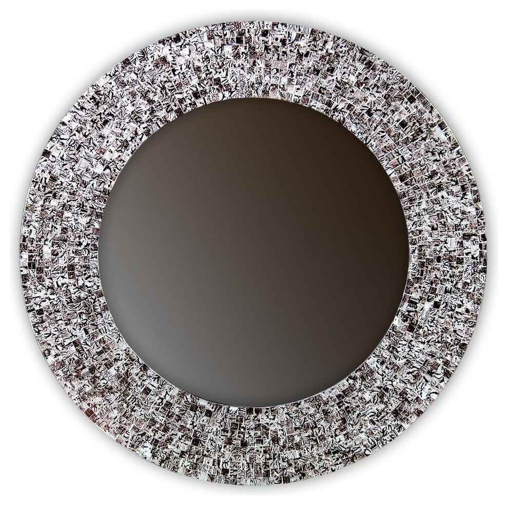 24" Decorative Glass Mosaic Wall Mirror - Purple Decorative Mirrors for Walls, Multi