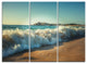 "Stormy Waves Hitting Beach Sand" Beach Metal Wall Art, 3 Panels, 36"x28"