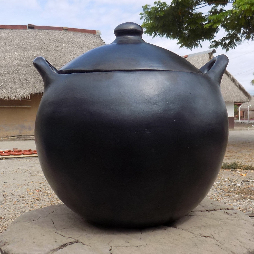 Ancient Cookware, Rounded Chamba Clay Soup Pot, 13.25x14.5x15