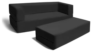 Zipline Big Kids Modular Sofa and Ottoman, Black