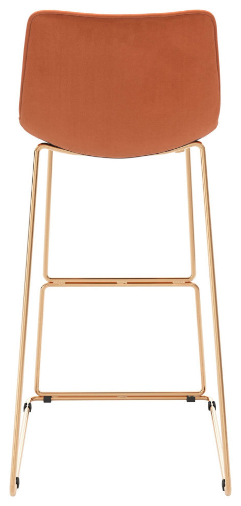 Bar Stool Chair Barstool, Steel Metal, Fabric, Orange, Gold, Cafe Bistro