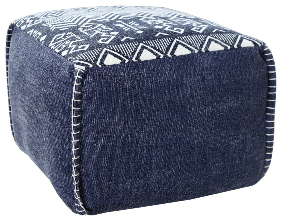 Simple Southwestern Traditional Tribal Pouf Ottoman