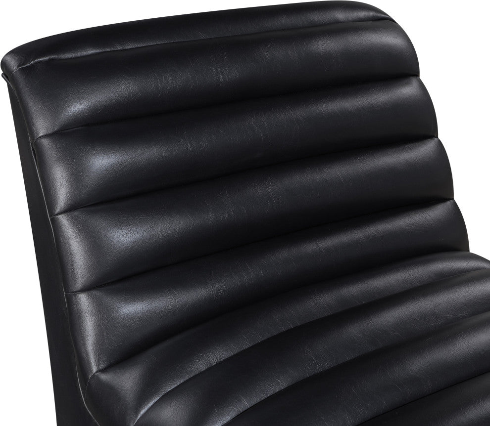 Vega Upholstered Accent Chair, Black, Vegan Leather