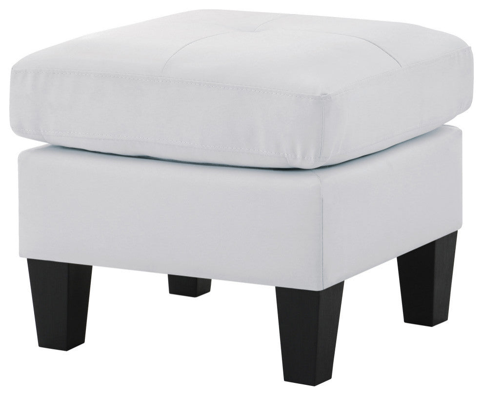 Newbury White Faux Leather Upholstered Ottoman