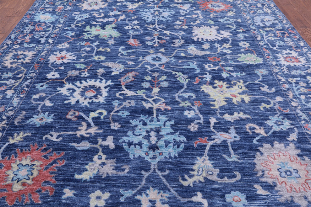 Hand-Knotted Turkish Oushak Wool Rug 9' 4" X 11' 10" - Q13311