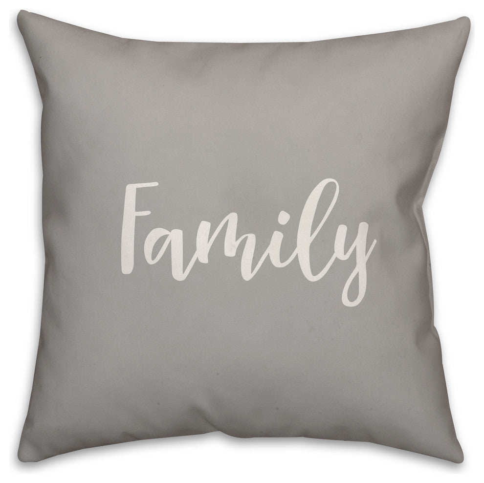 Family, Gray 18x18 Throw Pillow