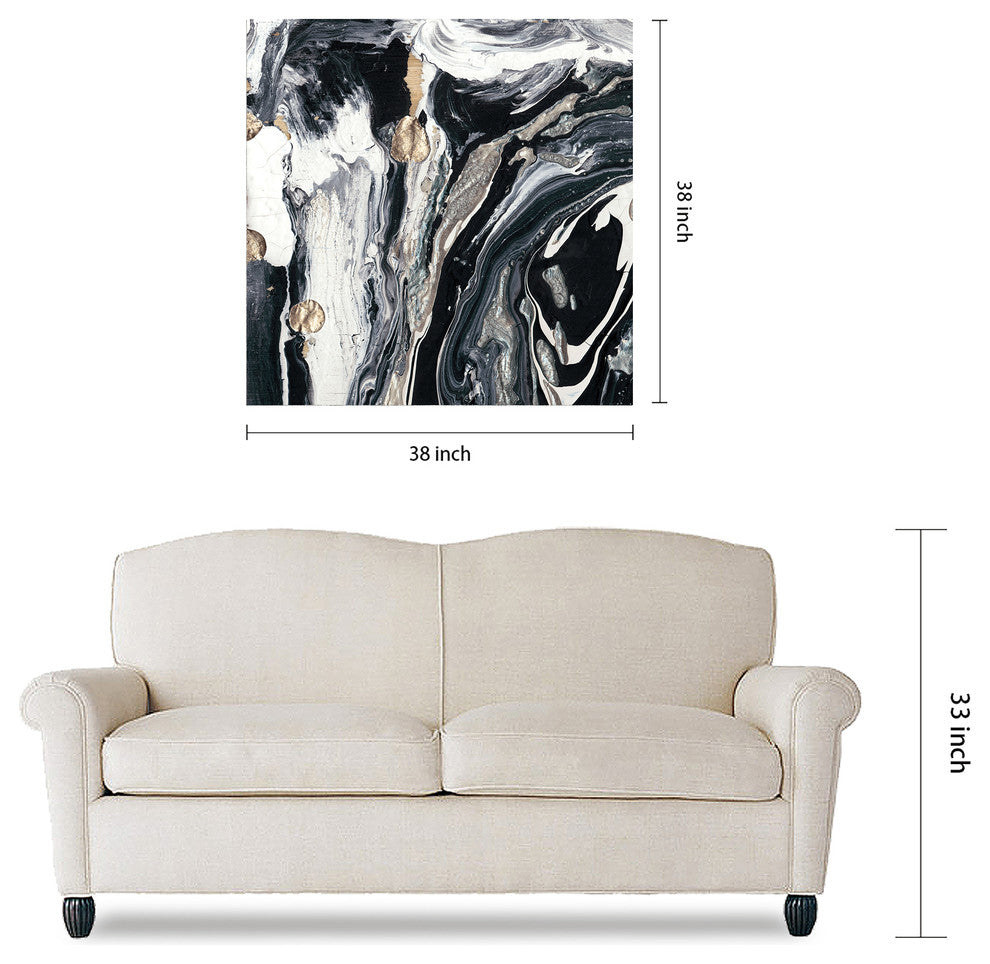Black White Abstract Wall Art Printed on Frameless Free Floating Tempered Glass