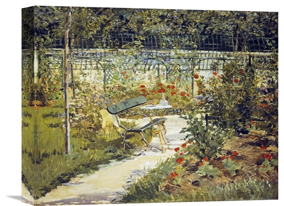 "The Bench, Garden at Versailles" Canvas Giclee by Edouard Manet, 16"x13"